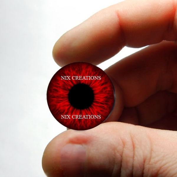 Owl Glass Eyes - Red Zombie Doll Sculpture Taxidermy Eyeballs Handmade Glass Cabochons 8mm 10mm 12mm 13mm 14mm 16mm 18mm 20mm 25mm 30mm