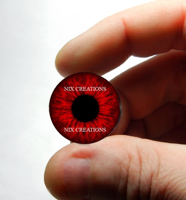 Owl Glass Eyes - Red Zombie Doll Sculpture Taxidermy Eyeballs Handmade Glass Cabochons 8mm 10mm 12mm