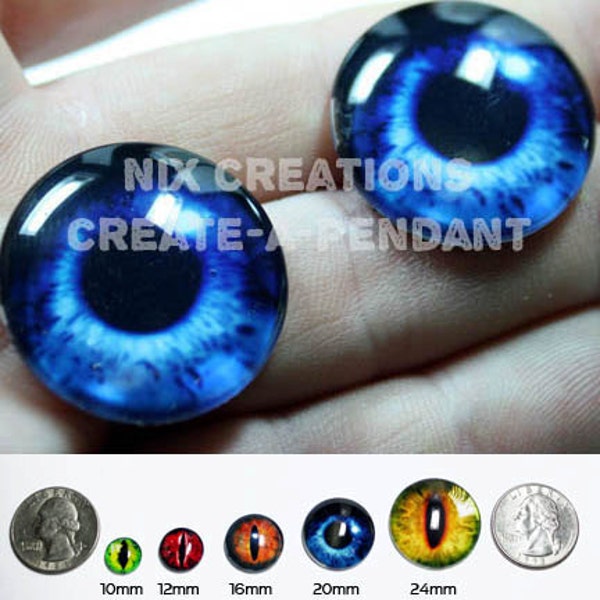 16mm Deep Blue Mermaid Human Doll Taxidermy Eyes Handmade Glass Cabochons for Steampunk Jewelry and Pendant Making