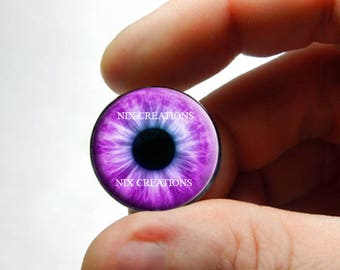 Glass Eyes - Purple Zombie Human Doll Taxidermy Eyes Handmade Glass Cabochons for Steampunk Jewelry - Pair or Single - You Choose Size