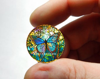 Glass Butterfly Stained Glass Design Cabochon for Jewelry and Pendant Making - 8mm 10mm 12mm 13mm 14mm 16mm 18mm 20mm 25mm 30mm