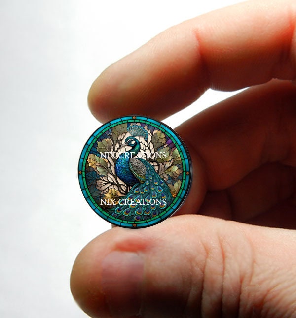 Glass Peacock Cabochon for Jewelry and Pendant Making 8mm