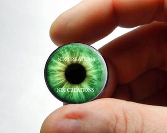 Glass Eyes - Green Zombie Human Doll Taxidermy Eyes Handmade Glass Cabochons   8mm 10mm 12mm 13mm 14mm 16mm 18mm 20mm 25mm 30mm