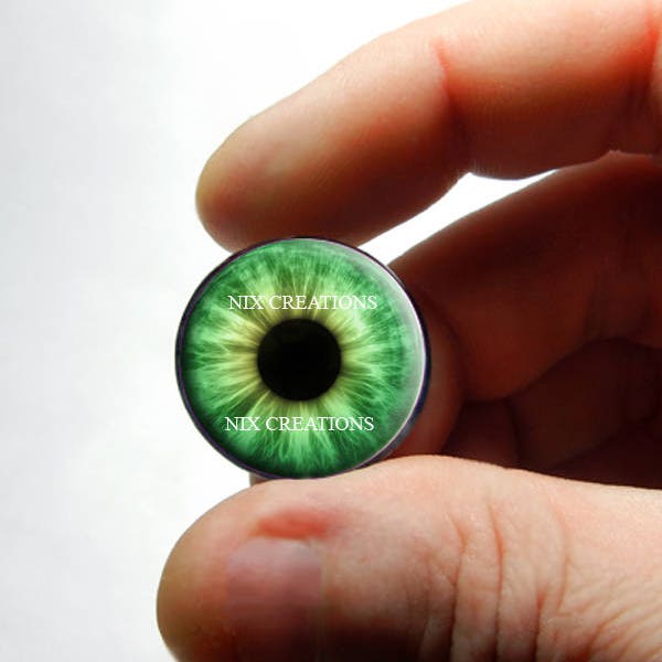 Glass Eyes - Green Zombie Human Doll Taxidermy Eyes Handmade Glass Cabochons   8mm 10mm 12mm 13mm 14mm 16mm 18mm 20mm 25mm 30mm