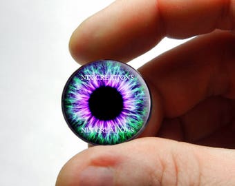 Glass Eyes - Green Pink Human Doll Eyes Handmade Glass Cabochons 8mm 10mm 12mm 13mm 14mm 16mm 18mm 20mm 25mm 30mm