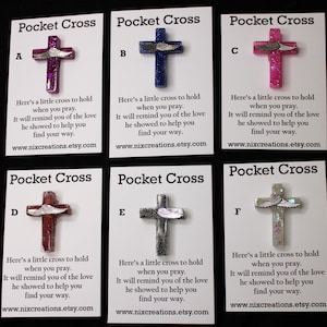 Cruz de bolsillo, Abrazo de bolsillo, Oración de bolsillo, Ficha de bolsillo, Regalo religioso, Cruz de oración, Regalo de bautismo, Regalo de la iglesia, Mini cruz de resina hecha a mano