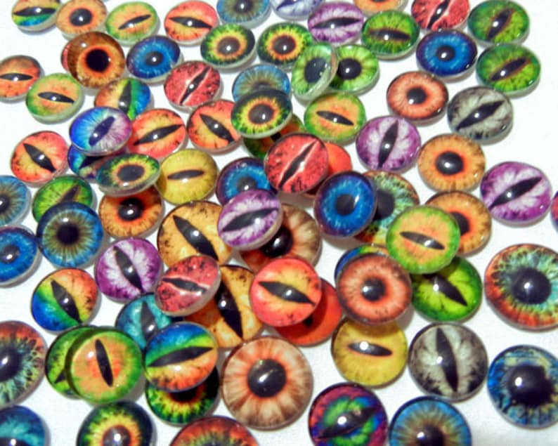 50 Assorted Glass Eyes Handmade Glass Cabochons Pick the Size image 4