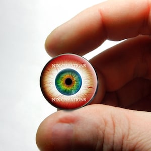 Zombie Glass Eyes - Green Human Doll Eyeballs Handmade Glass Cabochons - Blood Shot Design 8 - Pair or Single - You Choose Size
