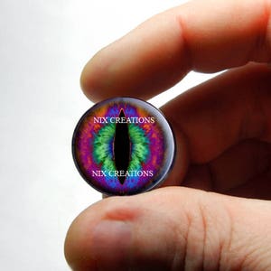 Dragon Glass Eyes - Handmade TyeDye Rainbow Reptile Eyeball  Cabochon Jewelry Supplies