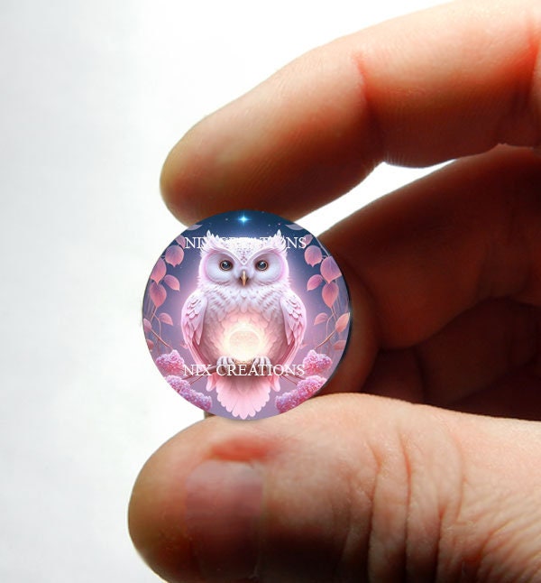 Glass Owl Stained Glass Design Cabochon for Jewelry and Pendant Making - 8mm 10mm 12mm 13mm 14mm 16m