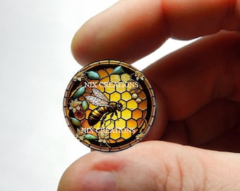 Glass Bee Stained Glass Design Cabochon for Jewelry and Pendant Making - 8mm 10mm 12mm 13mm 14mm 16mm 18mm 20mm 25mm 30mm