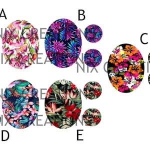 Glass Bracelet Cabochon Sets - 40mm x 30mm - 16mm Accents - 5 Art Deco Floral Designs