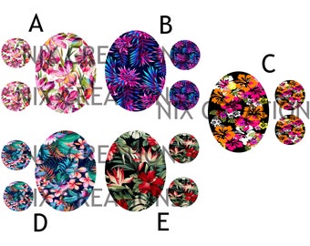 Glass Bracelet Cabochon Sets - 40mm x 30mm - 16mm Accents - 5 Art Deco Floral Designs