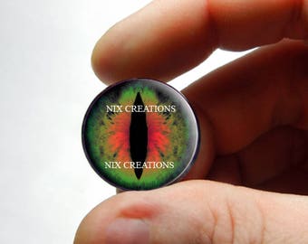 Glass Eyes - Green Red Dragon Eye Eyeball Flat Cabochons 8mm 10mm 12mm 13mm 14mm 16mm 18mm 20mm 25mm 30mm