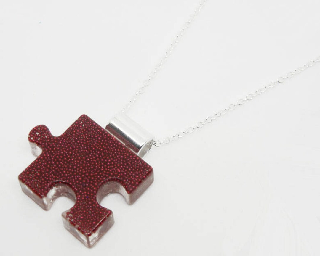 Autism Awareness Jewelry Resin Pendant Puzzle Piece With Sterling ...