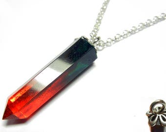 Resin Crystal Pendant - Two Tone Dreamweaver - 22 Inch Sterling Silver Necklace