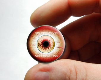 Zombie Glass Eyes - Human Doll Eyeballs Handmade Glass Cabochons - Blood Shot Design 15 8mm 10mm 12mm 13mm 14mm 16mm 18mm 20mm 25mm 30mm