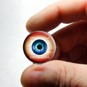 Zombie Glass Eyes - Blue Human Doll Eyeballs Handmade Glass Cabochons - Blood Shot Design 4 8mm 10mm 12mm 13mm 14mm 16mm 18mm 20mm 25mm 30mm