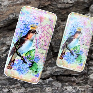 Cabochon domino oiseau vintage - 2 tailles au choix - DM21
