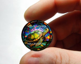 Glass Sea Turtle Stained Glass Design Cabochon for Jewelry and Pendant Making - 8mm 10mm 12mm 13mm 14mm 16mm 18mm 20mm 25mm 30mm