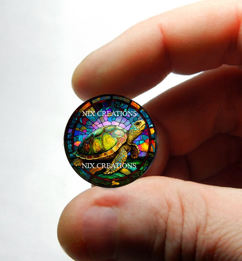 Glass Sea Turtle Stained Glass Design Cabochon for Jewelry and Pendant Making 8mm 10mm 12mm 13mm 14mm 16mm 18mm 20mm 25mm 30mm image 1