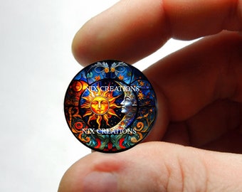 Cabochon en verre visage soleil lune pour bijoux sur enroulement, boucles d'oreilles pendantes et ébauches de bracelets 8 mm 10 mm 12 mm 13 mm 14 mm 16 mm 18 mm 20 mm 25 mm 30 mm