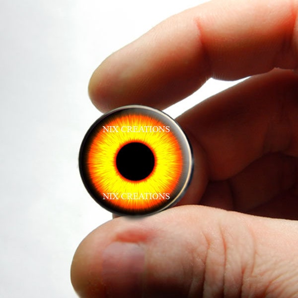 Owl Glass Eyes - Bright Fire Owl Doll Sculpture Taxidermy Eyeballs Handmade Glass Cabochons 8mm 10mm 12mm 13mm 14mm 16mm 18mm 20mm 25mm 30mm