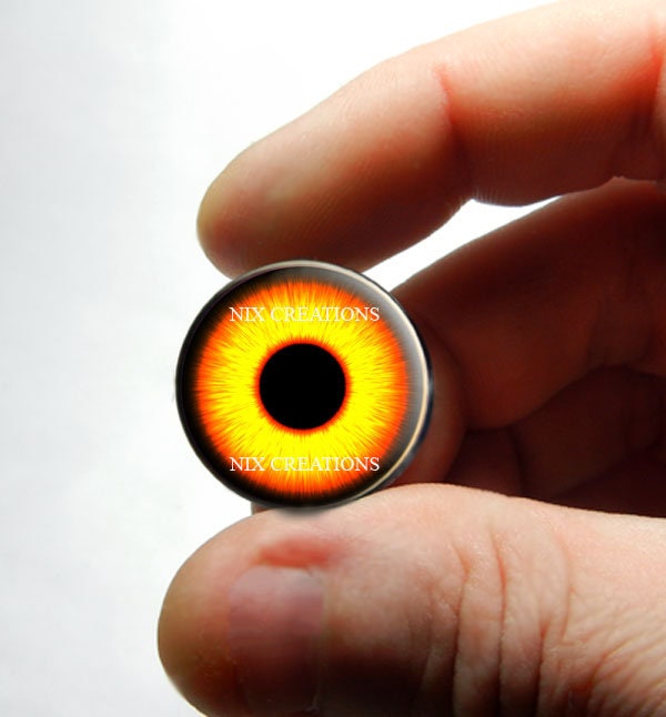 Owl Glass Eyes - Bright Fire Owl Doll Sculpture Taxidermy Eyeballs Handmade Glass Cabochons 8mm 10mm