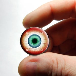 Zombie Glass Eyes - Green Human Doll Handmade Glass Cabochons - Blood Shot Design 7 8mm 10mm 12mm 13mm 14mm 16mm 18mm 20mm 25mm 30mm