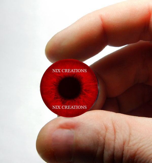 Glass Eyes - Red Zombie Doll Sculpture Taxidermy Eyeballs Handmade Glass Cabochons 8mm 10mm 12mm 13mm 14mm 16mm 18mm 20mm 25mm 30mm