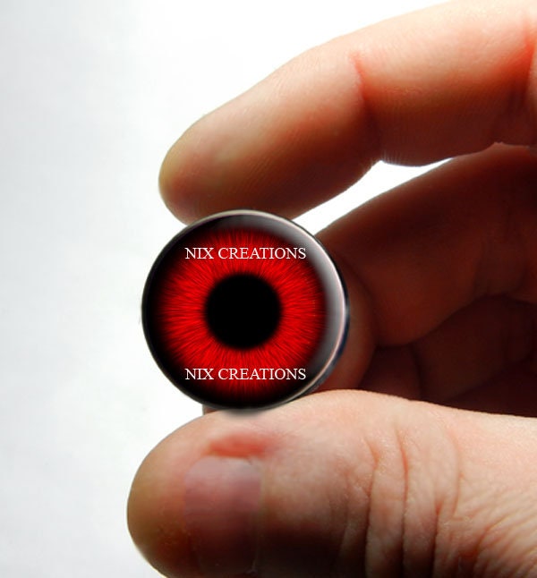 Owl Glass Eyes - Red Owl Doll Sculpture Taxidermy Eyeballs Handmade Glass Cabochons 8mm 10mm 12mm 13