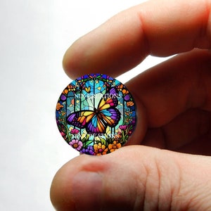 Glass Butterfly Stained Glass Design Cabochon for Jewelry and Pendant Making - 8mm 10mm 12mm 13mm 14mm 16mm 18mm 20mm 25mm 30mm