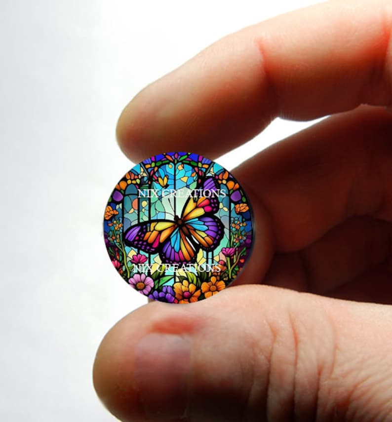 Glass Butterfly Stained Glass Design Cabochon for Jewelry and Pendant Making 8mm 10mm 12mm 13mm 14mm 16mm 18mm 20mm 25mm 30mm image 1