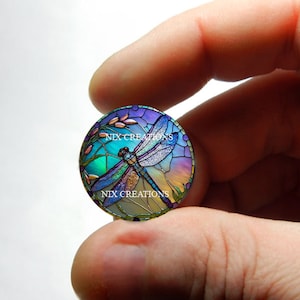 Glass Dragonfly Stained Glass Design Cabochon for Jewelry and Pendant Making - 8mm 10mm 12mm 13mm 14mm 16mm 18mm 20mm 25mm 30mm