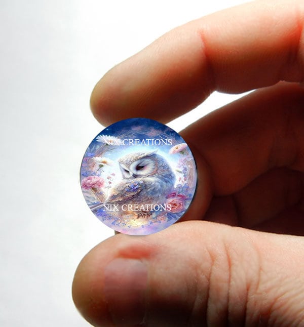 Glass Owl Stained Glass Design Cabochon for Jewelry and Pendant Making - 8mm 10mm 12mm 13mm 14mm 16m