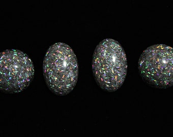 Rainbow Snow Resin Cabochon Set for Jewelry, Ring, Earrings, Bracelet, and Pendants - #RC2 - Two 24mm - Two 29x19mm Cabs
