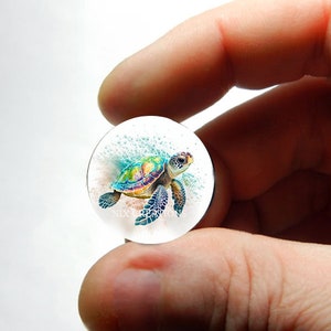 Glass Sea Turtle Design #2 Cabochon for Jewelry and Pendant Making - 8mm 10mm 12mm 13mm 14mm 16mm 18mm 20mm 25mm 30mm