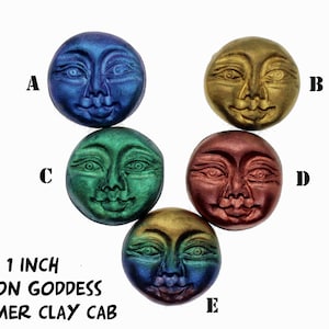 1 Inch Polymer Clay Moon Goddess Face Cabochon - 5 colors to choose from