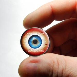 Zombie Glass Eyes - Blue Human Doll Eyeballs Handmade Glass Cabochons - Blood Shot Design 3 8mm 10mm 12mm 13mm 14mm 16mm 18mm 20mm 25mm 30mm