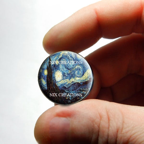 Starry Night VanGogh Glass Cab Cabochon - for Jewelry and Pendant Making 8mm 10mm 12mm 13mm 14mm 16mm 18mm 20mm 25mm 30mm