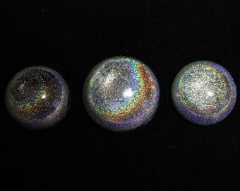 Holographic Resin Cabochon Set for Jewelry, Ring, Earrings, Bracelet, and Pendants - #RC9 - 30mm Round Cabochon - Two 25mm Cabochons