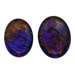 Cabochons abstraits ovales en verre dichroïque fusionné - Lot de 2 - 35x26 mm - OA2