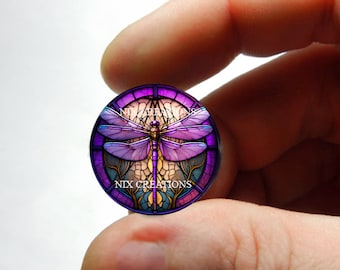 Glass Dragonfly Stained Glass Design Cabochon for Jewelry and Pendant Making - 8mm 10mm 12mm 13mm 14mm 16mm 18mm 20mm 25mm 30mm