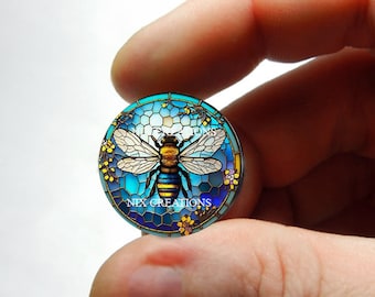 Glass Bee Stained Glass Design Cabochon for Jewelry and Pendant Making - 8mm 10mm 12mm 13mm 14mm 16mm 18mm 20mm 25mm 30mm