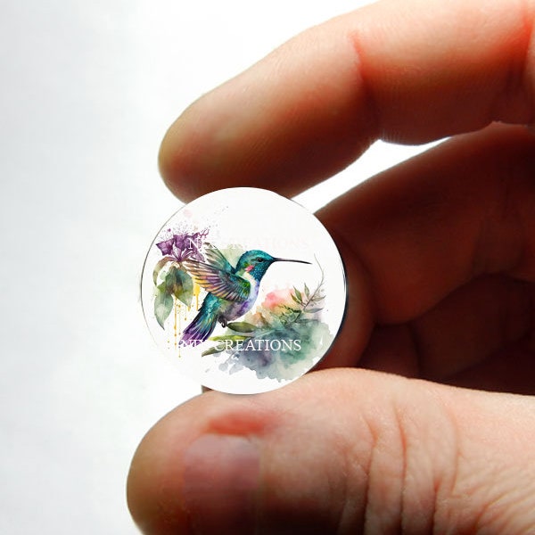 Glass Cabochon - Hummingbird - for Jewelry and Pendant Making 8mm 10mm 12mm 13mm 14mm 16mm 18mm 20mm 25mm 30mm - HBR3