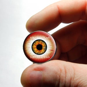 Zombie Glasaugen - Feuer Mensch Puppe Augäpfel Handgefertigte Glascabochons - Blood Shot Design 2 8mm 10mm 12mm 13mm 14mm 16mm 18mm 20mm 25mm 30mm