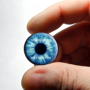 May include: A blue eye-shaped glass plug with the text "NIX CREATIONS" printed on it.