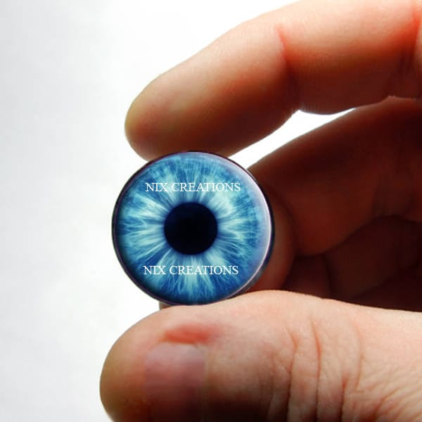Glass Eyes - Blue Zombie Human Doll Taxidermy Eyes Handmade Glass Cabochons 8mm 10mm 12mm 13mm 14mm 16mm 18mm 20mm 25mm 30mm