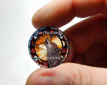 Glass Wolf Stained Glass Design Cabochon for Jewelry and Pendant Making - 8mm 10mm 12mm 13mm 14mm 16mm 18mm 20mm 25mm 30mm - Design 2