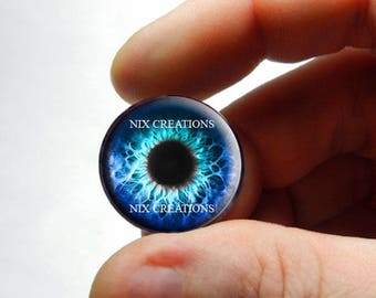 Zombie Glass Eyes - Blue Amigurumi Human Doll Eye  Handmade Glass Cabochons